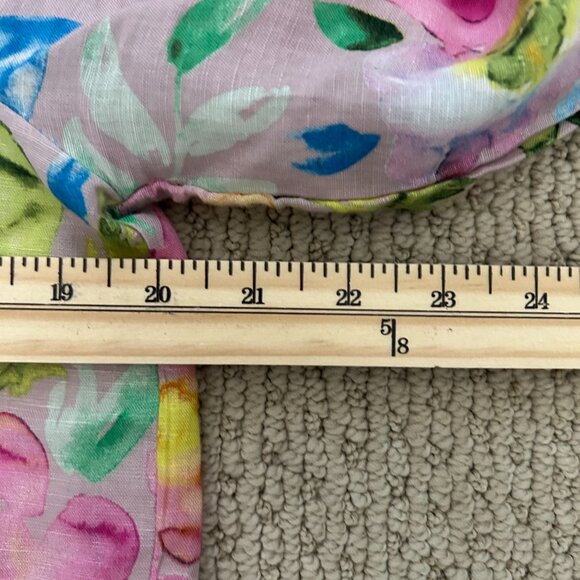 Hester & Orchard Shirt Linen Pink Yellow Watercolor Floral Blouse 3/4 Sleeve SZM - Picture 7 of 8